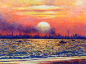 l 021 sunset bushehr pstel 50x35 cm 1990