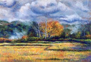 l 024 golden field heavy sky pstel 55x37 cm 1984