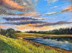 l 018 sunset in the big hill springs road cochrane pastel 40x30