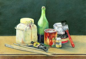 sl 014 studio still life colored pencils 50x35 cm 1981