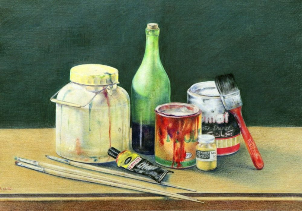 sl 014 studio still life colored pencils 50x35 cm 1981